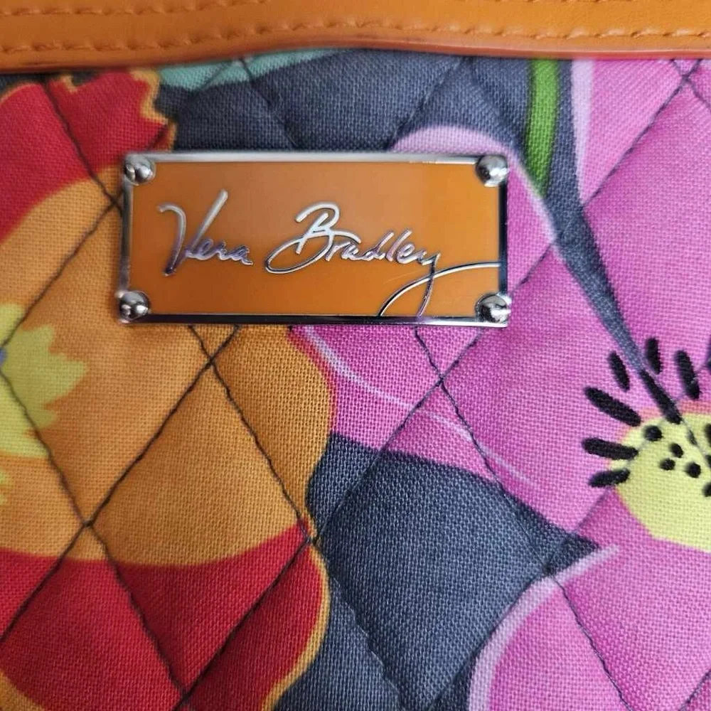 Vera Bradley satchel Caroline Jazzy‎ Blooms w orange leather details and accents